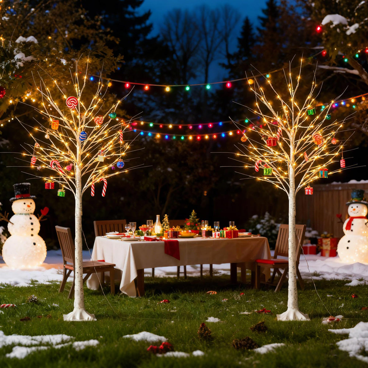 White Birch Tree with Lights, 2PCS Q441974