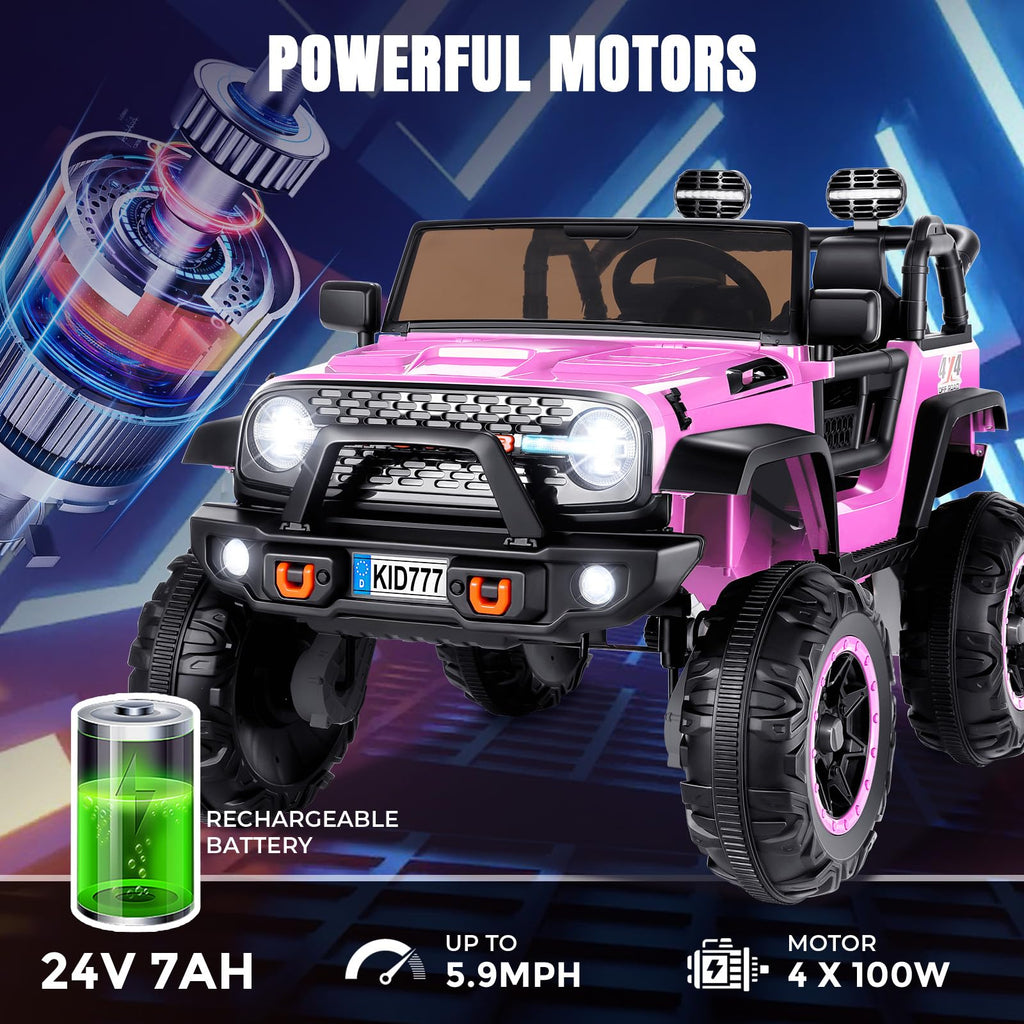 24V 2 Seater Pink Ride On Car P3857