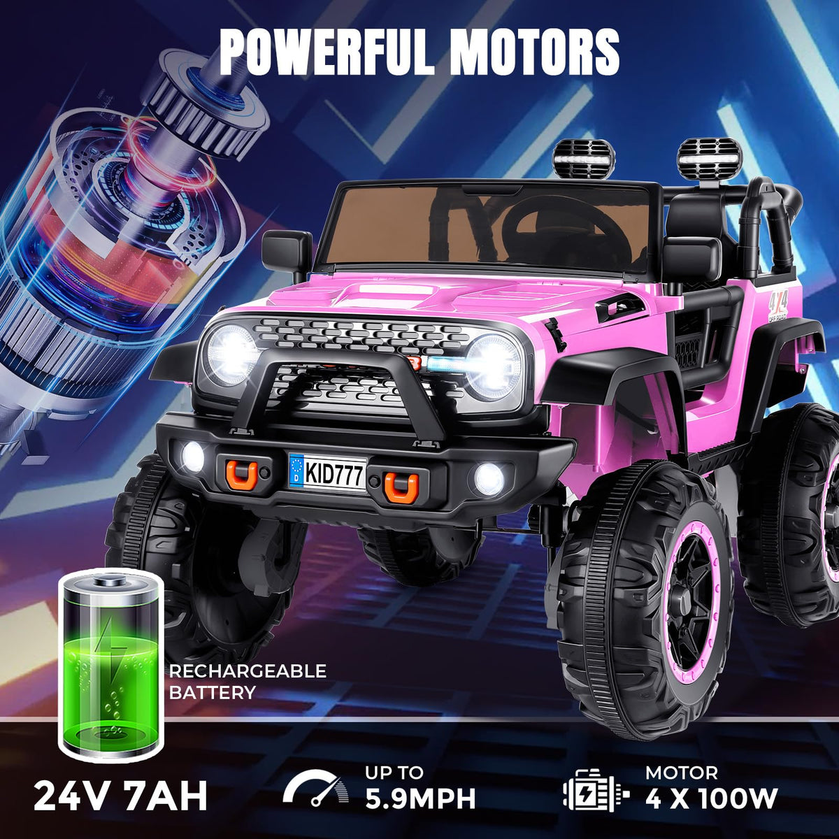 24V 2 Seater Pink Ride On Car P3857