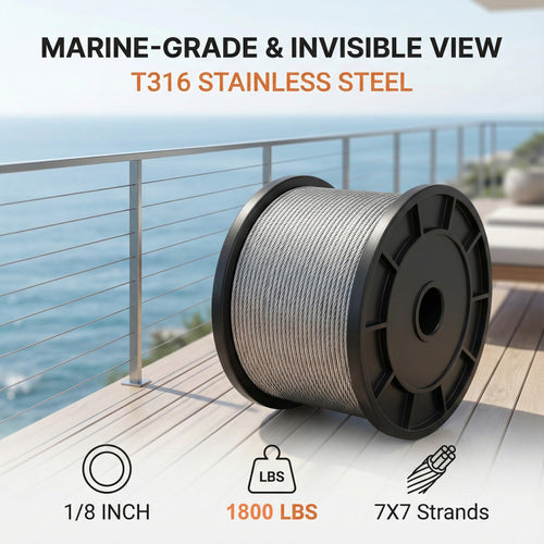 1/8 Stainless Steel T316 Cable 500FT E12097