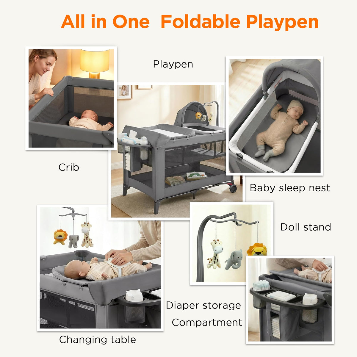 4 in 1 Baby Pack and Play with Bassinet L38678