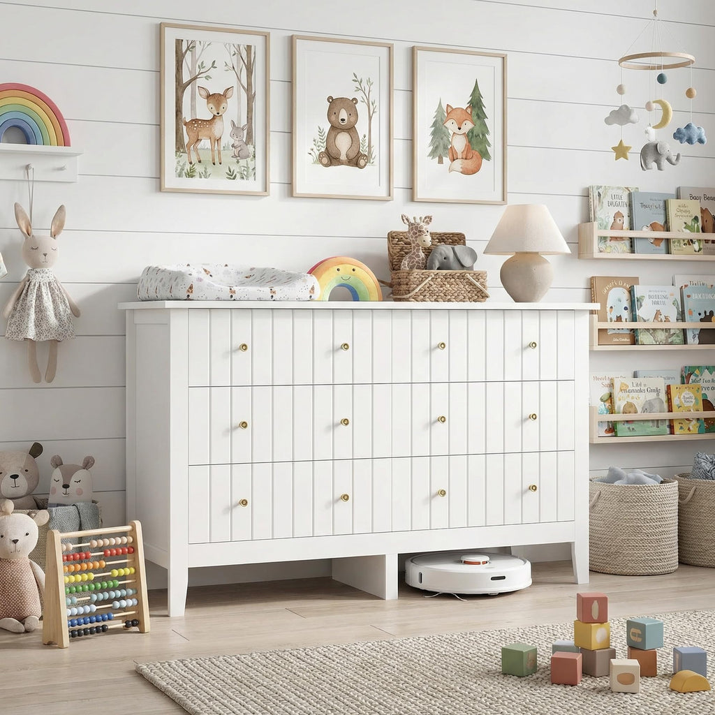 White 6 Drawer Dresser W189