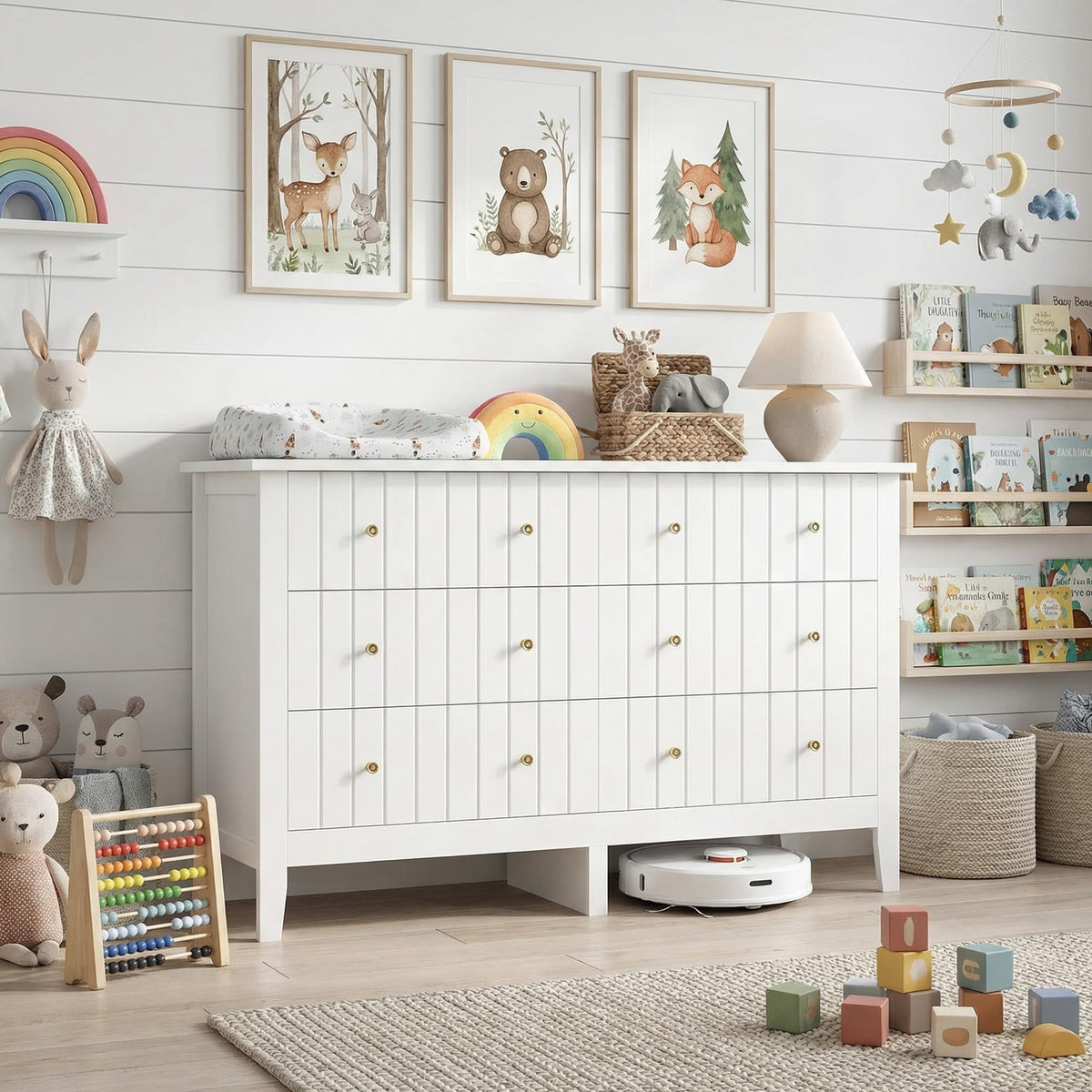 White 6 Drawer Dresser W189