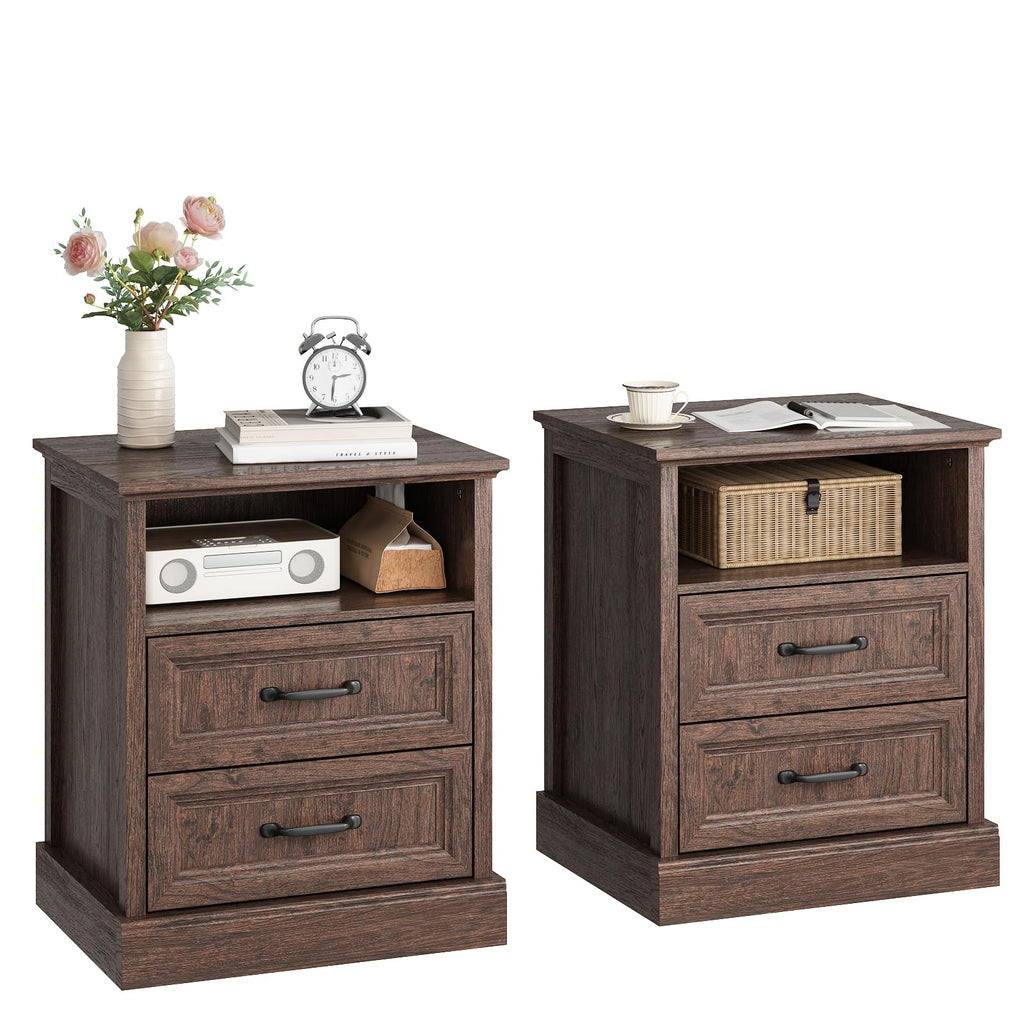 Brown 2 Drawer Nightstand Set of 2 Z746122