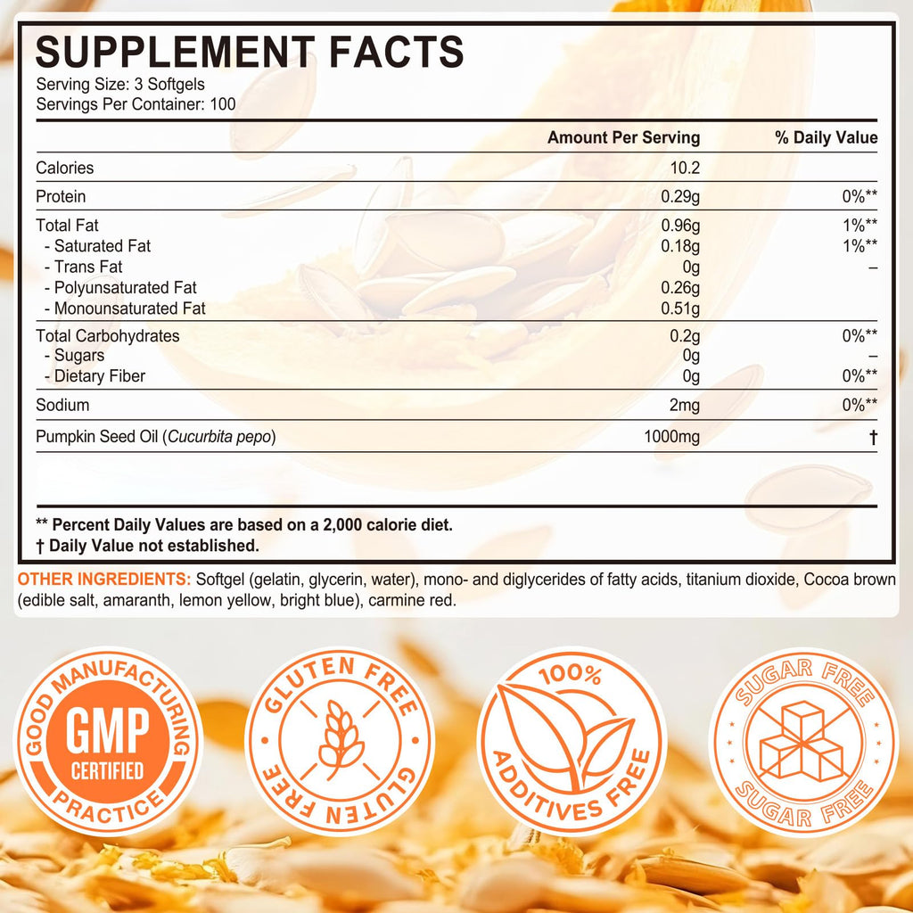 Pumpkin Seed Oil Capsules 1000mg 300 Softgels X6227