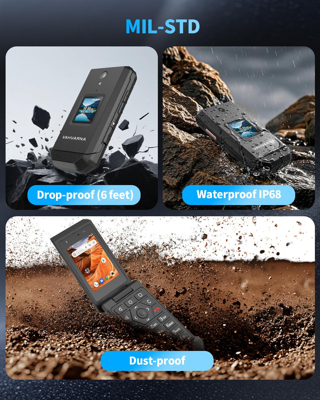 Unlocked 4G LTE Rugged Flip Phone D8598
