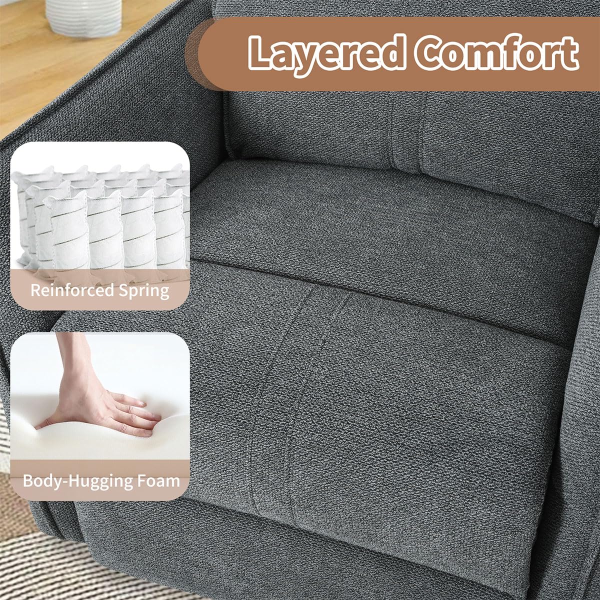 Power Swivel Rocker Recliner Chair with USB, Dark Gray F5795