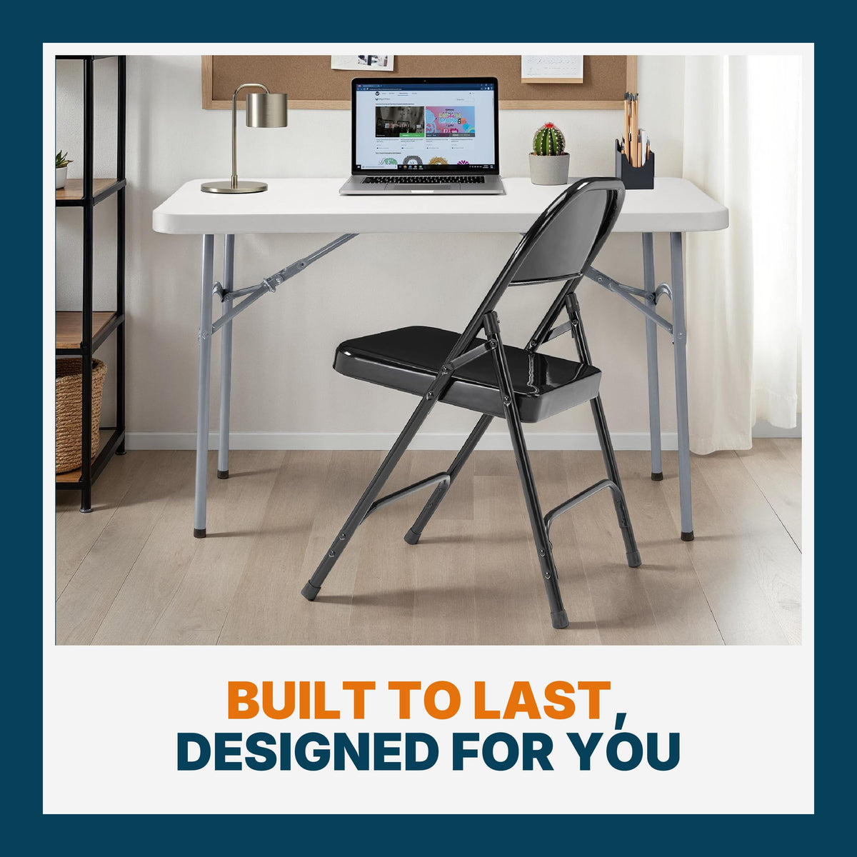 Black Steel Folding Chairs 4-Pack N995
