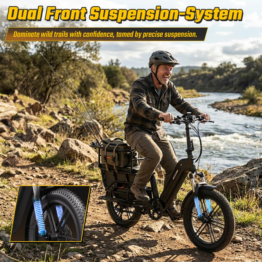 Electric Bike with Seat, 1500W Motor 20" Fat Tire, 48V 15Ah Battery V3641