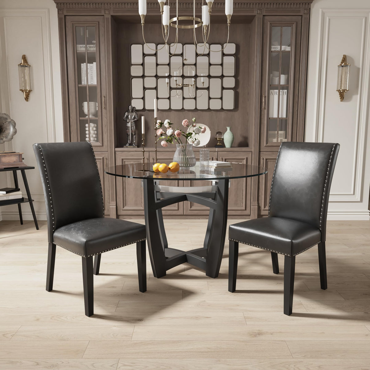Set of 2 Faux Leather Upholstered Dining Chairs O1981