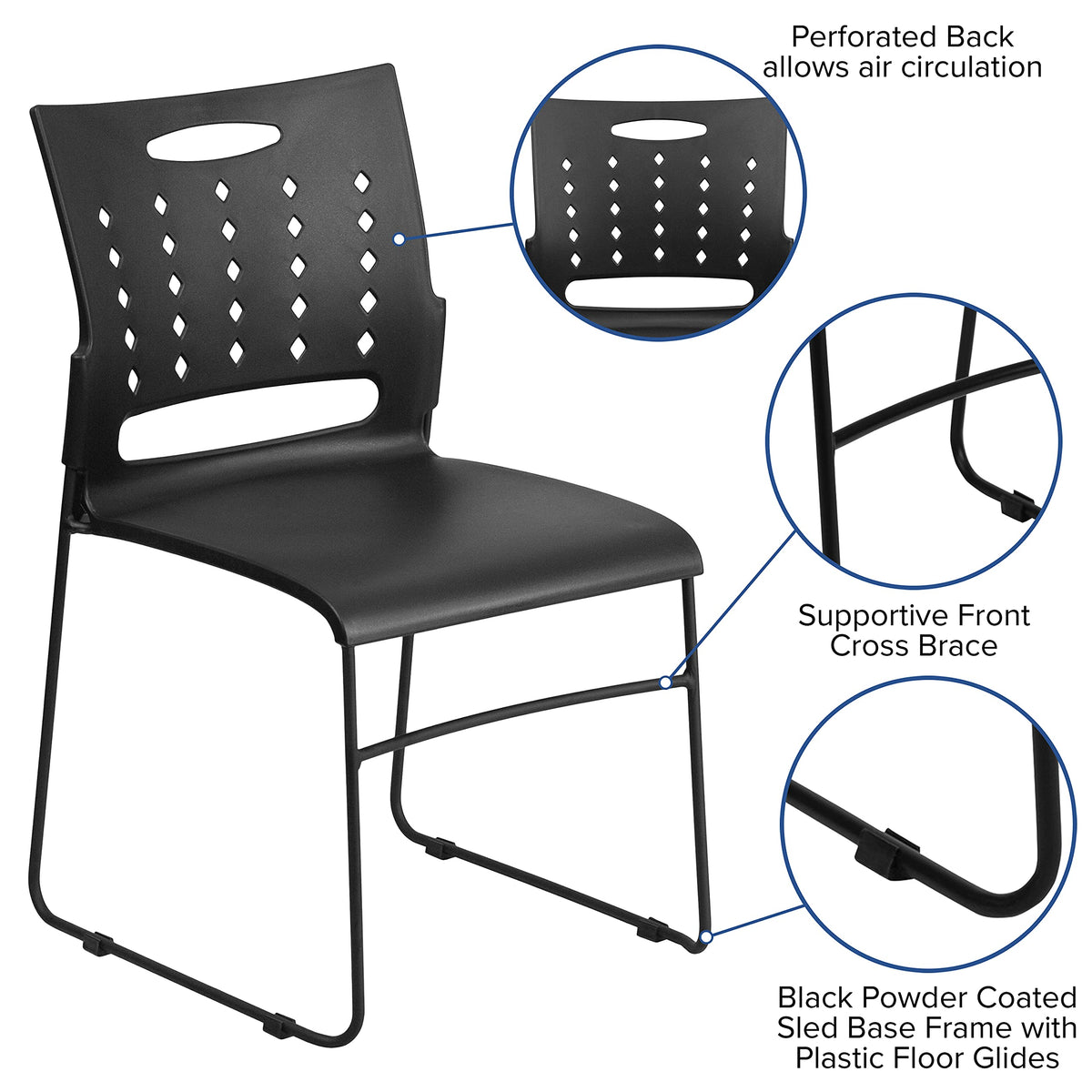 Black Stacking Chairs Set of 5 J41568