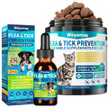 Natural Flea & Tick Prevention Bundle for Cats & Dogs, 200 Chews + Herbal Drops T913528
