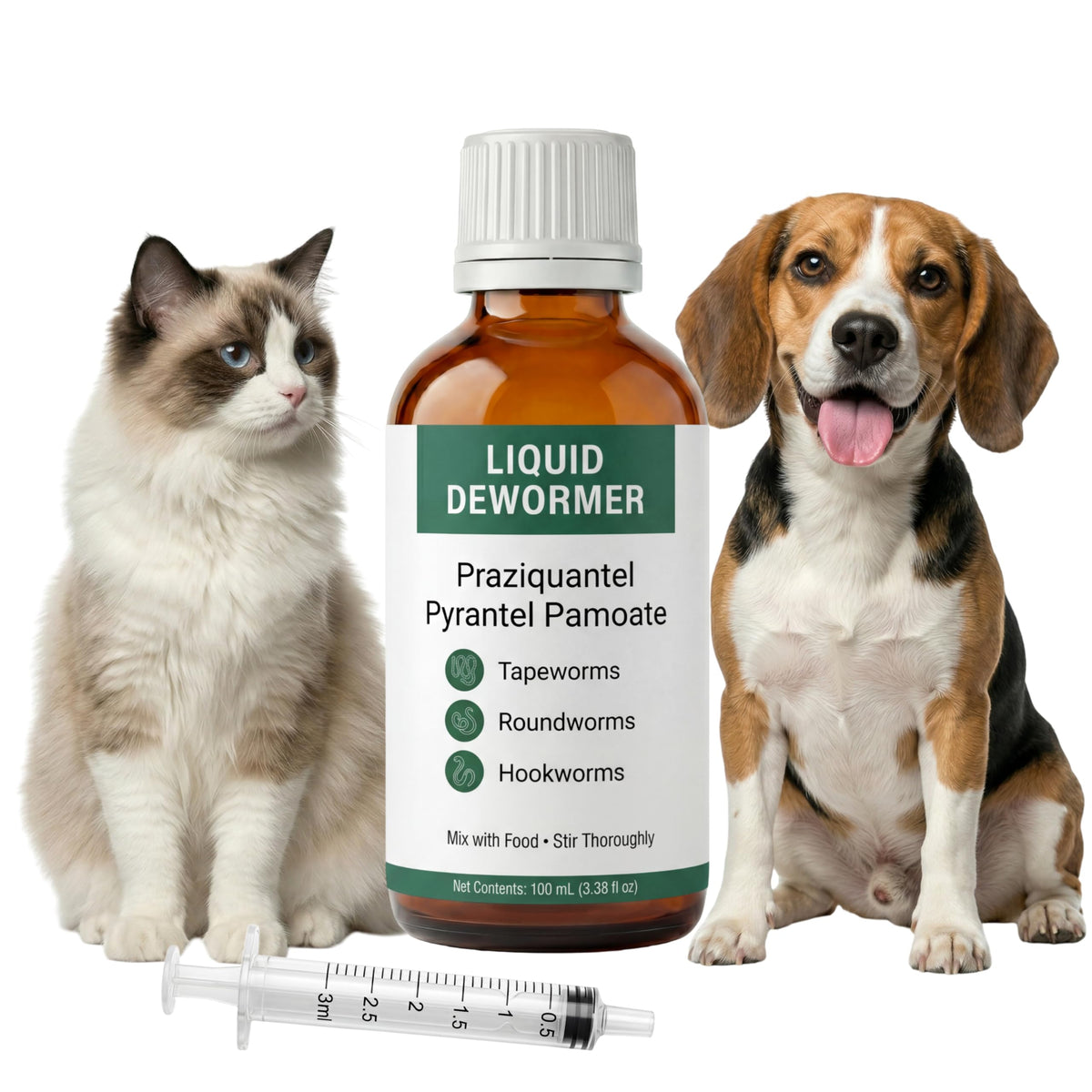 Liquid Dewormer, Praziquantel & Pyrantel Pamoate, 3.38 fl oz A11815
