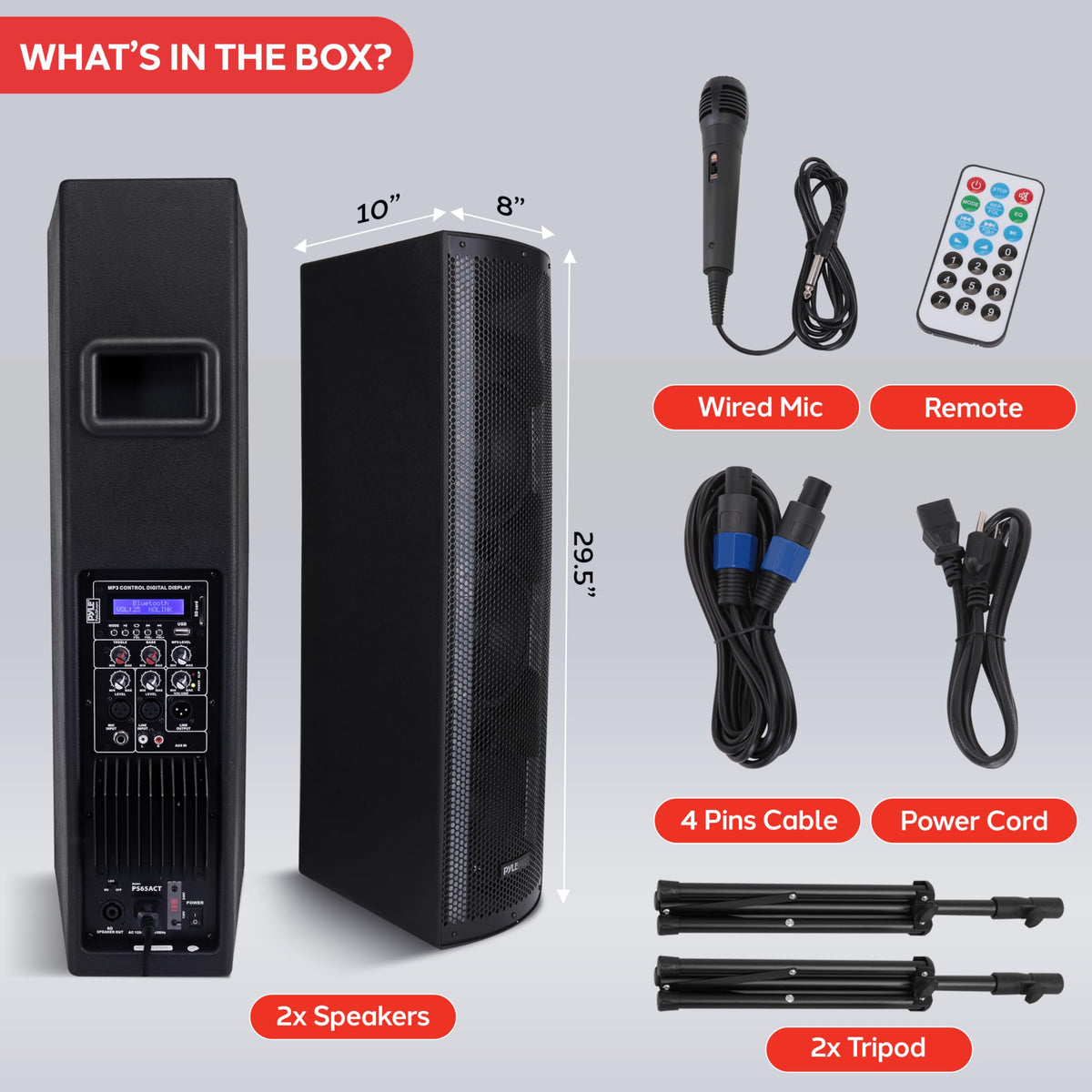 2000W Bluetooth PA Speaker System with LED Lights and Tripod Stands G25133