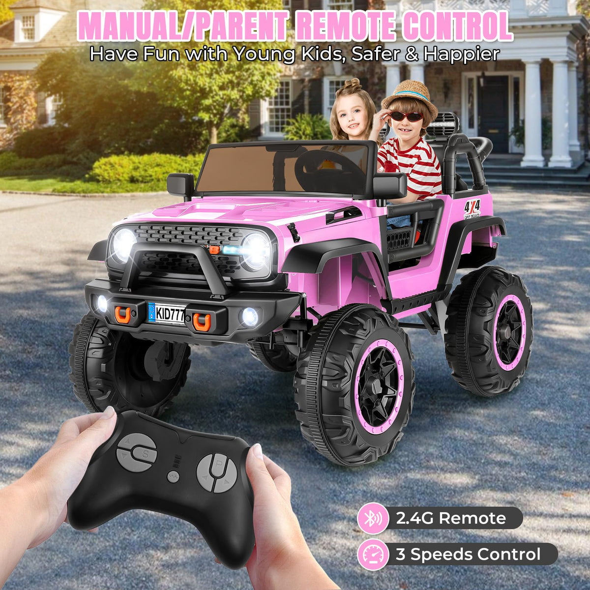24V 2 Seater Pink Ride On Car P3857