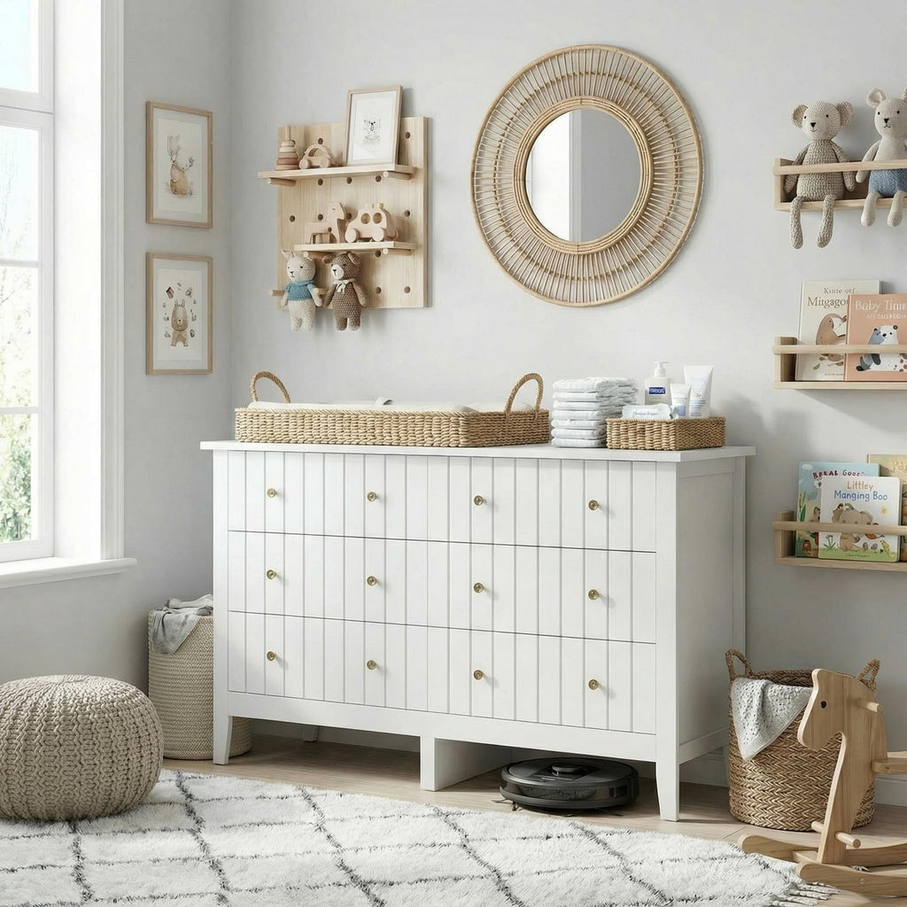 White 6 Drawer Dresser W189