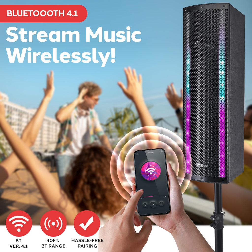 2000W Bluetooth PA Speaker System with LED Lights and Tripod Stands G25133