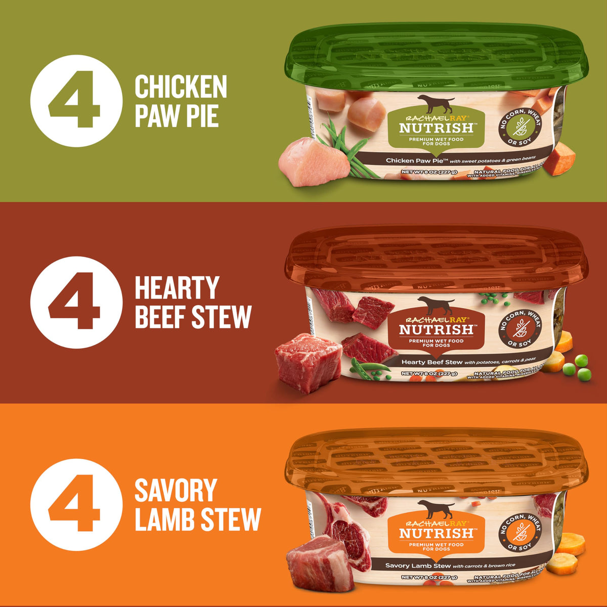 Savory Favorites Wet Dog Food Variety Pack, 8 oz Tubs R56752