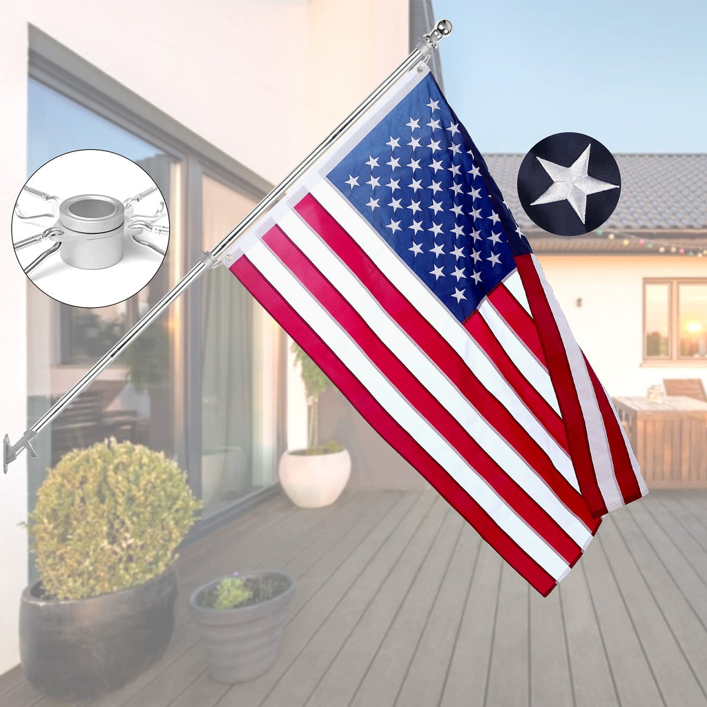 6 Ft Stainless Steel Flag Pole Kit with 3x5 Ft Nylon Flag U7115