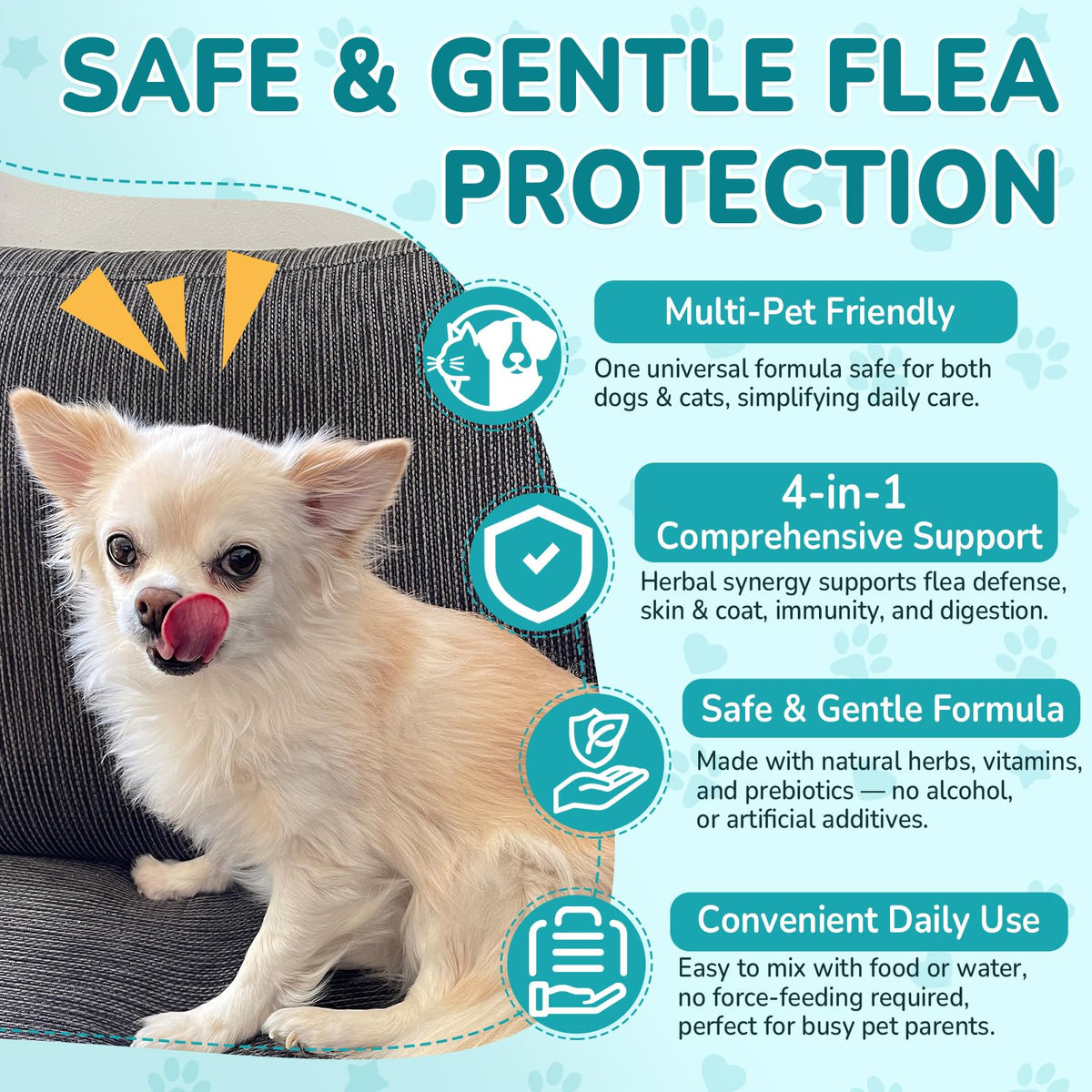 Natural Flea & Tick Prevention Bundle for Cats & Dogs, 200 Chews + Herbal Drops T913528