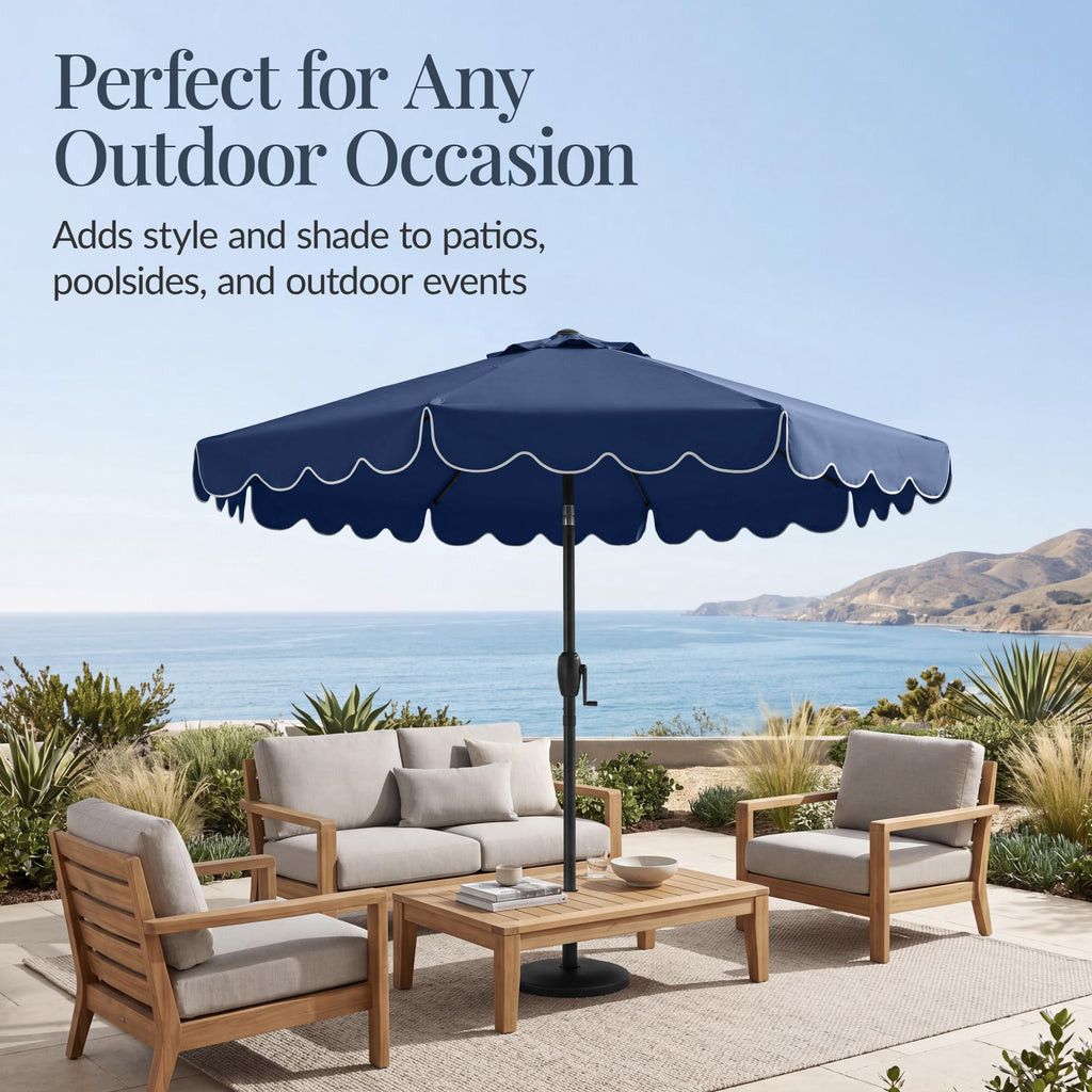 9ft Navy Patio Market Umbrella with Crank & Tilt W300