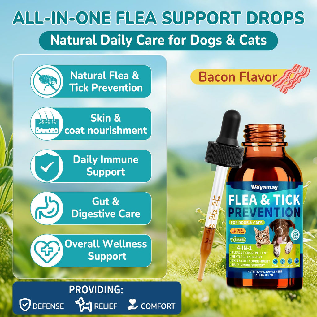 Natural Flea & Tick Prevention Bundle for Cats & Dogs, 200 Chews + Herbal Drops T913528
