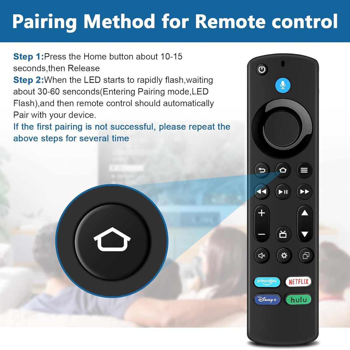 Voice Remote Control for Fire Stick and Cube Smart TVs with 4 App Shortcuts B656