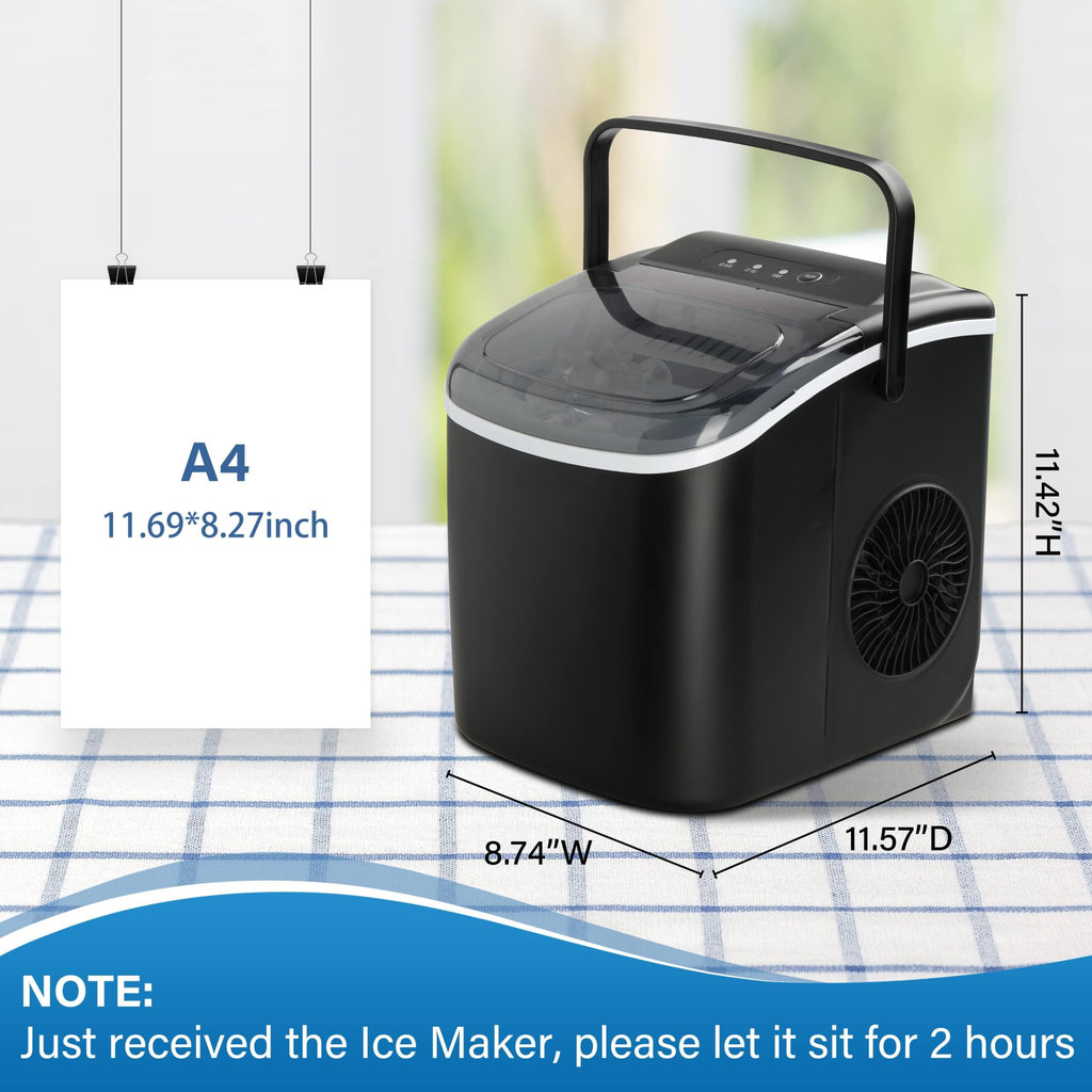 Countertop Ice Maker with Self-Cleaning, Ice Spoon and Basket, Black F841710