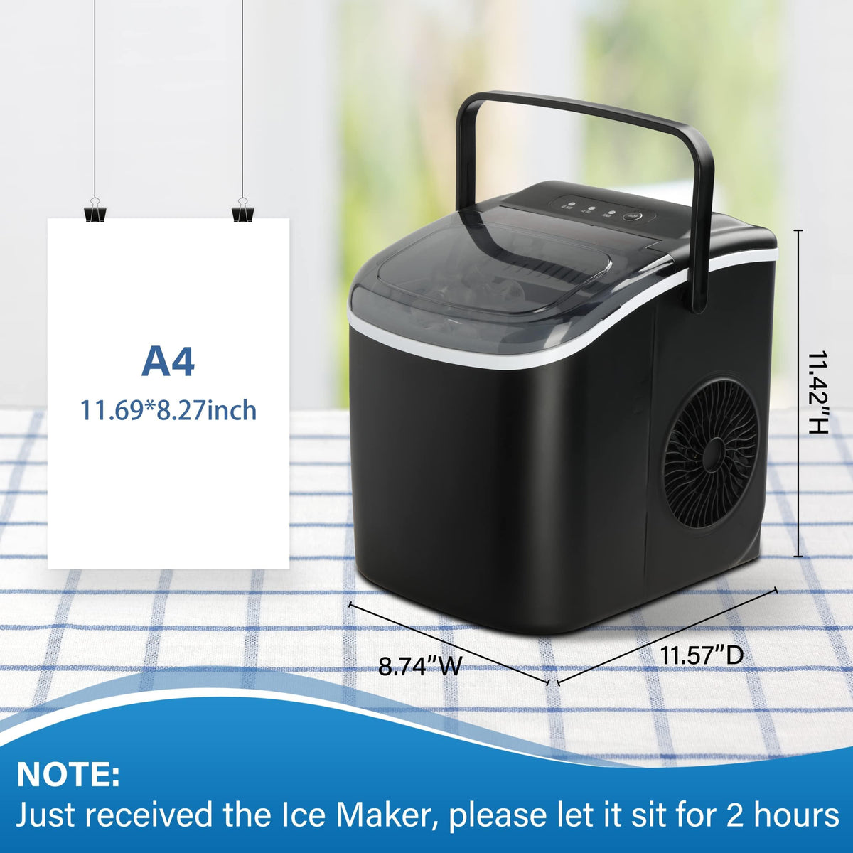 Countertop Ice Maker with Self-Cleaning, Ice Spoon and Basket, Black F841710
