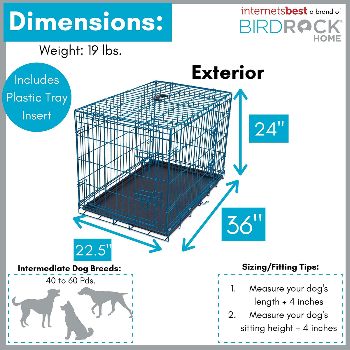 Medium 36 Inches Double Door Metal Steel Dog Kennel K52049