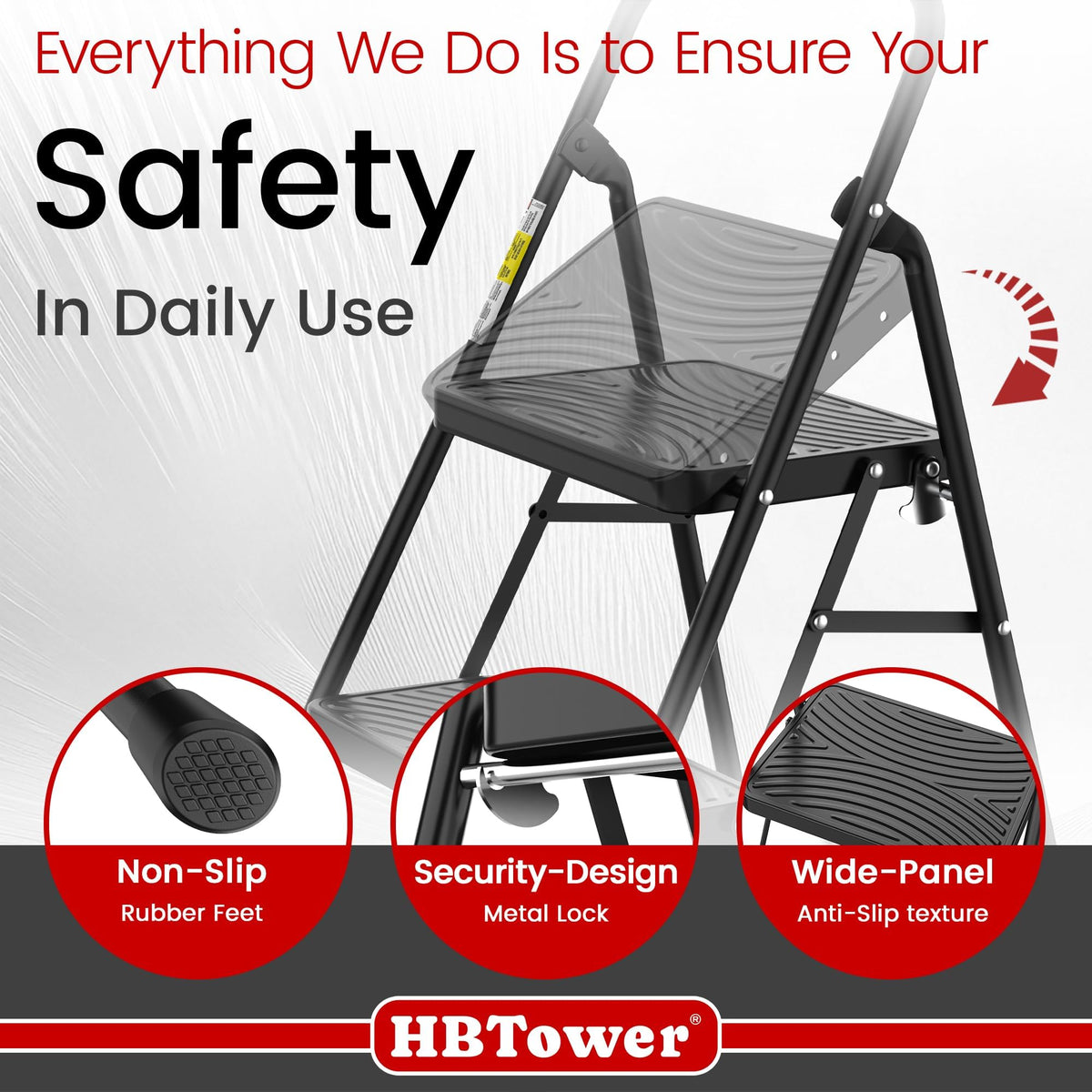 2 Step Ladder with Anti-Slip Pedal Q712