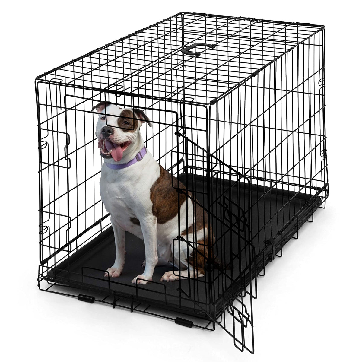 Foldable Wire Metal Dog Crate with Leak-Proof Pan A474