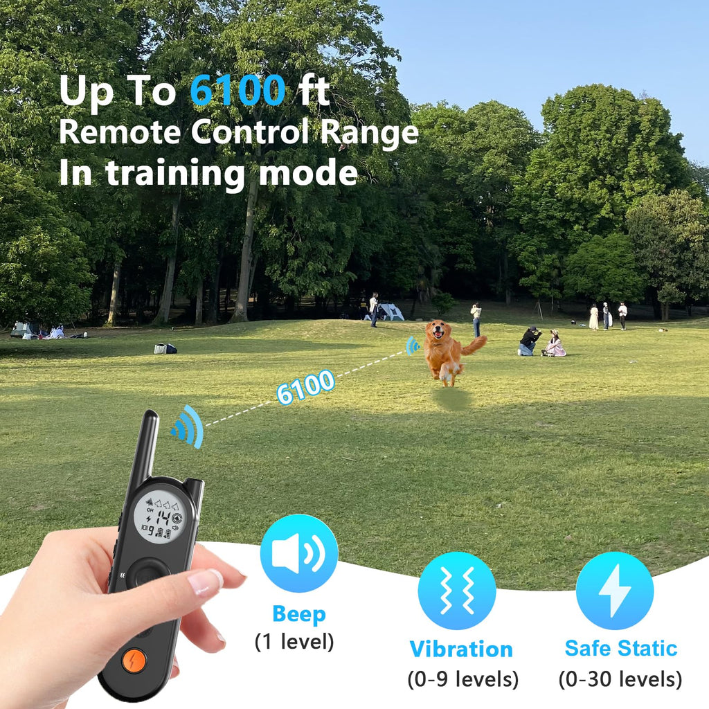 Wireless Dog Fence & Training Collar for 2 Dogs, IPX7 Waterproof, Black L797854
