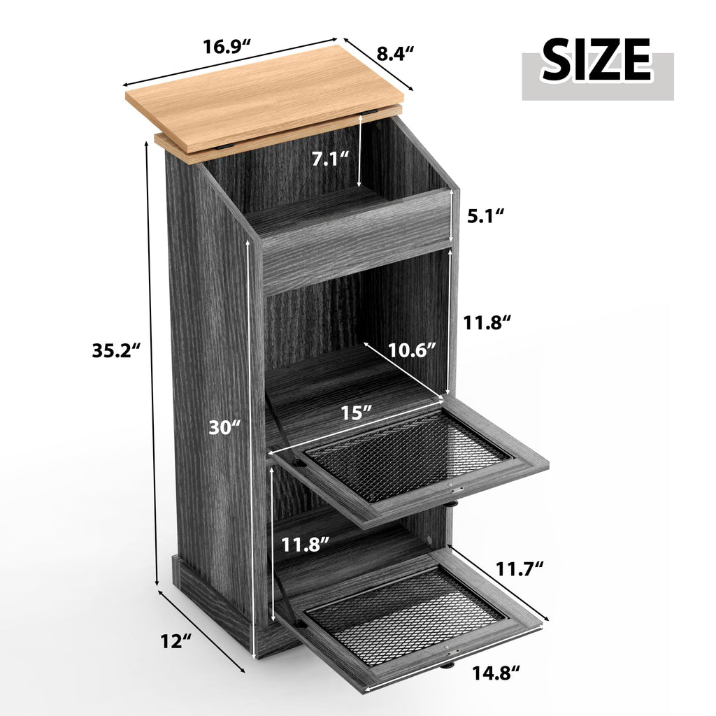 Wooden Potato and Onion Storage Bin with Lid G9057