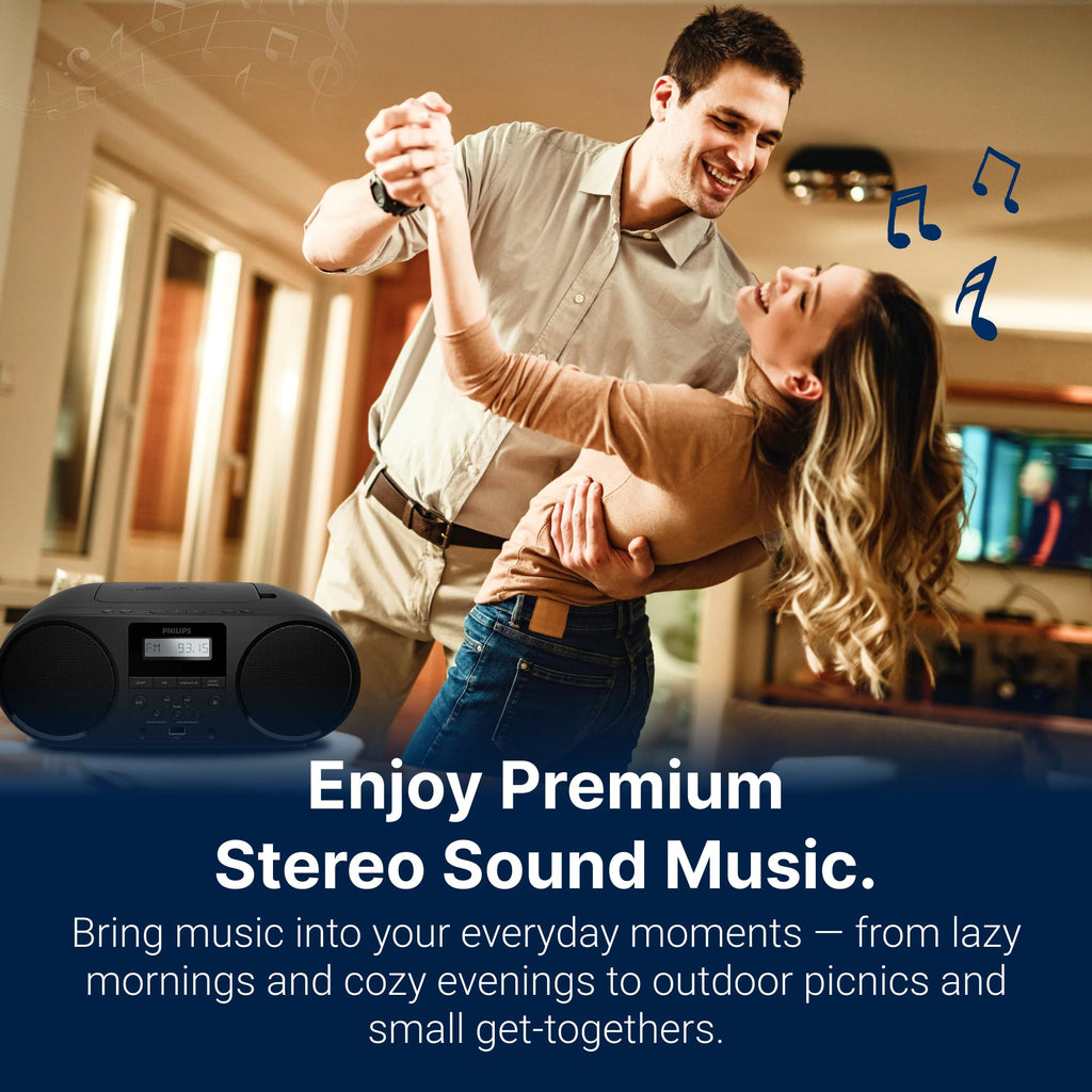 Portable CD Player Boombox with Bluetooth FM Radio USB Aux Input U62910