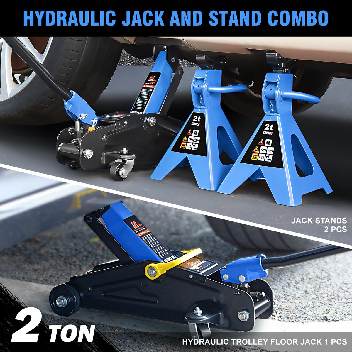 2 Ton Car Jack and Stands Kit Blue M8237