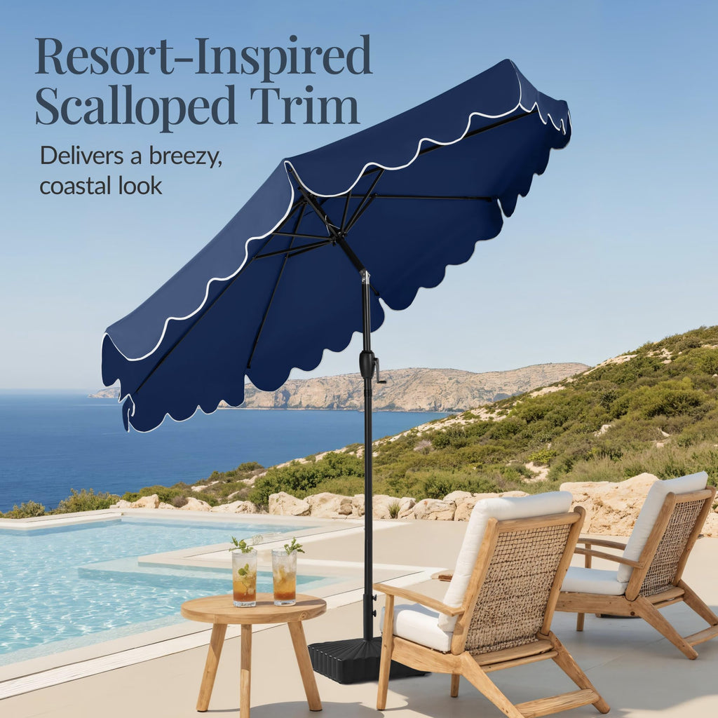 9ft Navy Patio Market Umbrella with Crank & Tilt W300