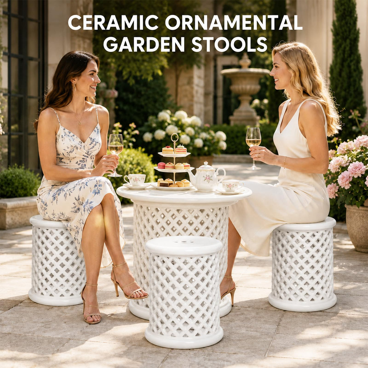 Glazed Ceramic Garden Stool U901431