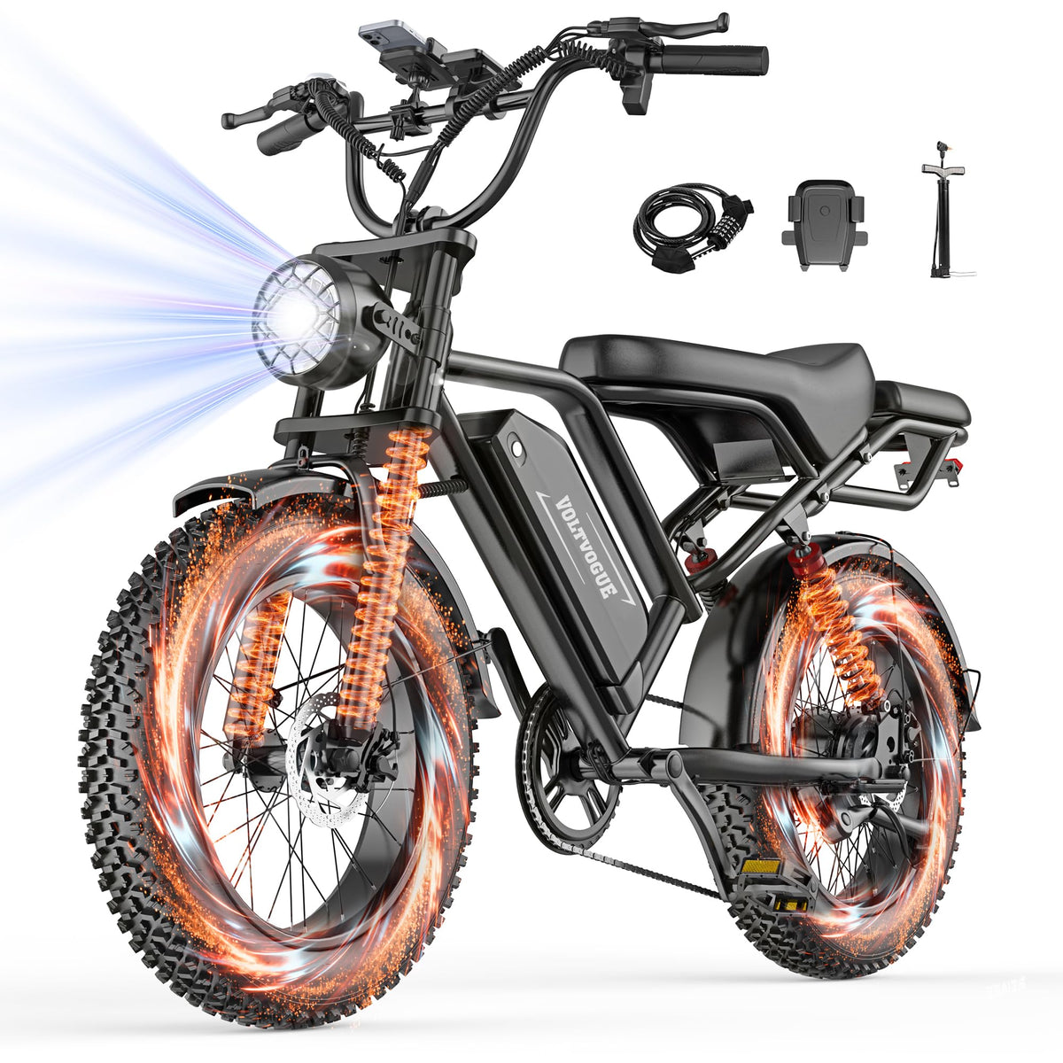 Full Suspension 1500w Motor 31MPH 40-70 Miles 48V 960Wh Removable Battery 20-Inch Fat Tires Electric ebike D10984
