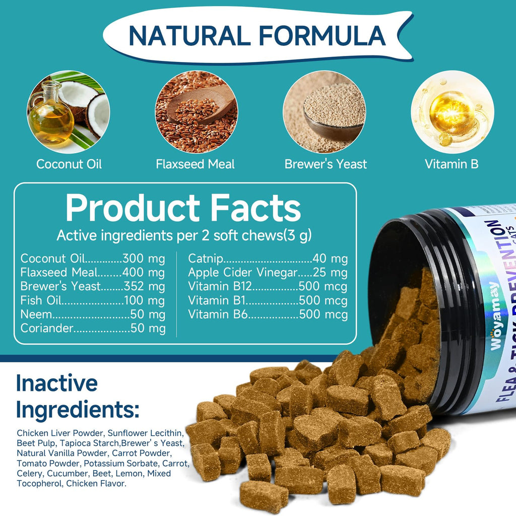 Natural Flea & Tick Prevention Bundle for Cats & Dogs, 200 Chews + Herbal Drops T913528