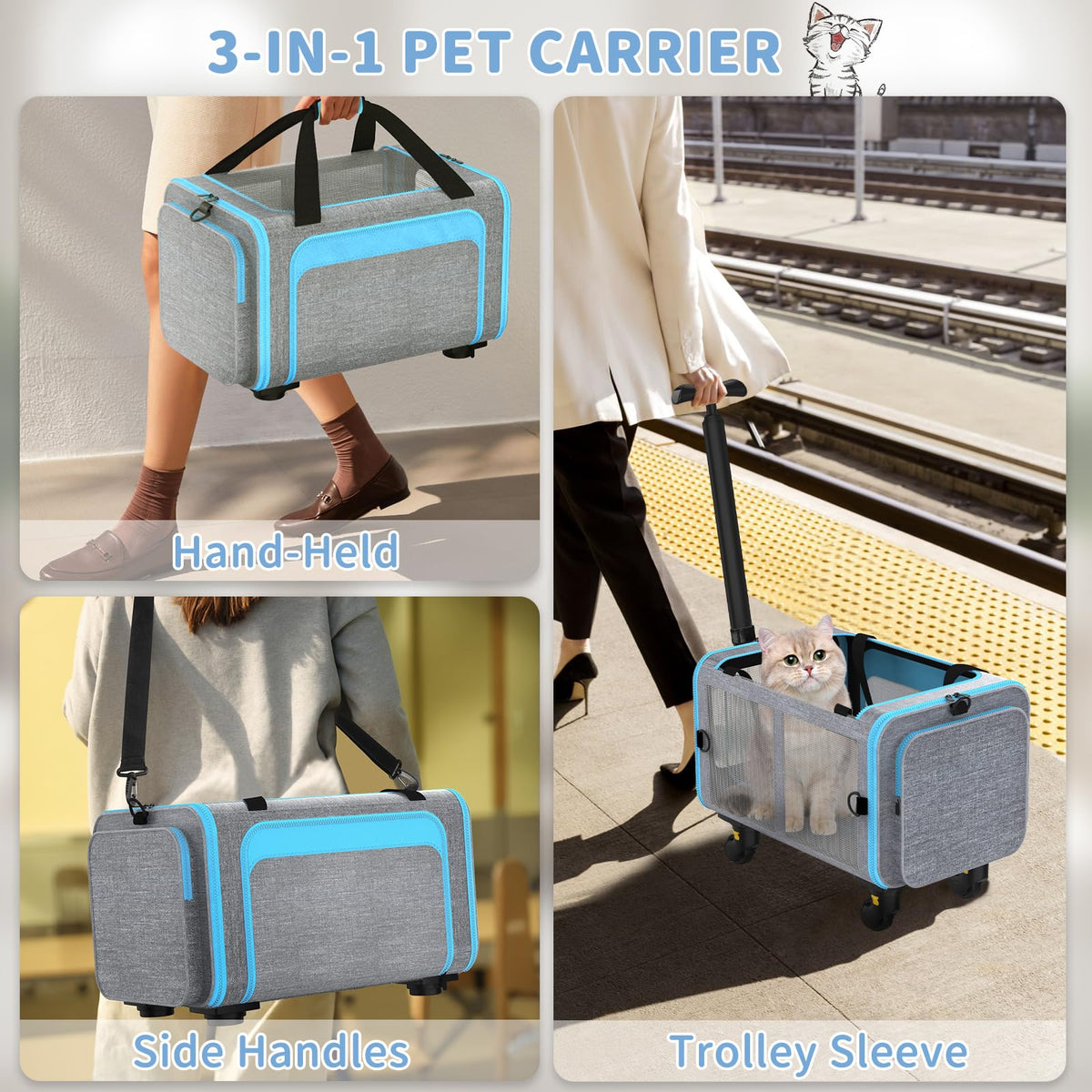 Pet Carrier with Wheels 18x11x11 O6708