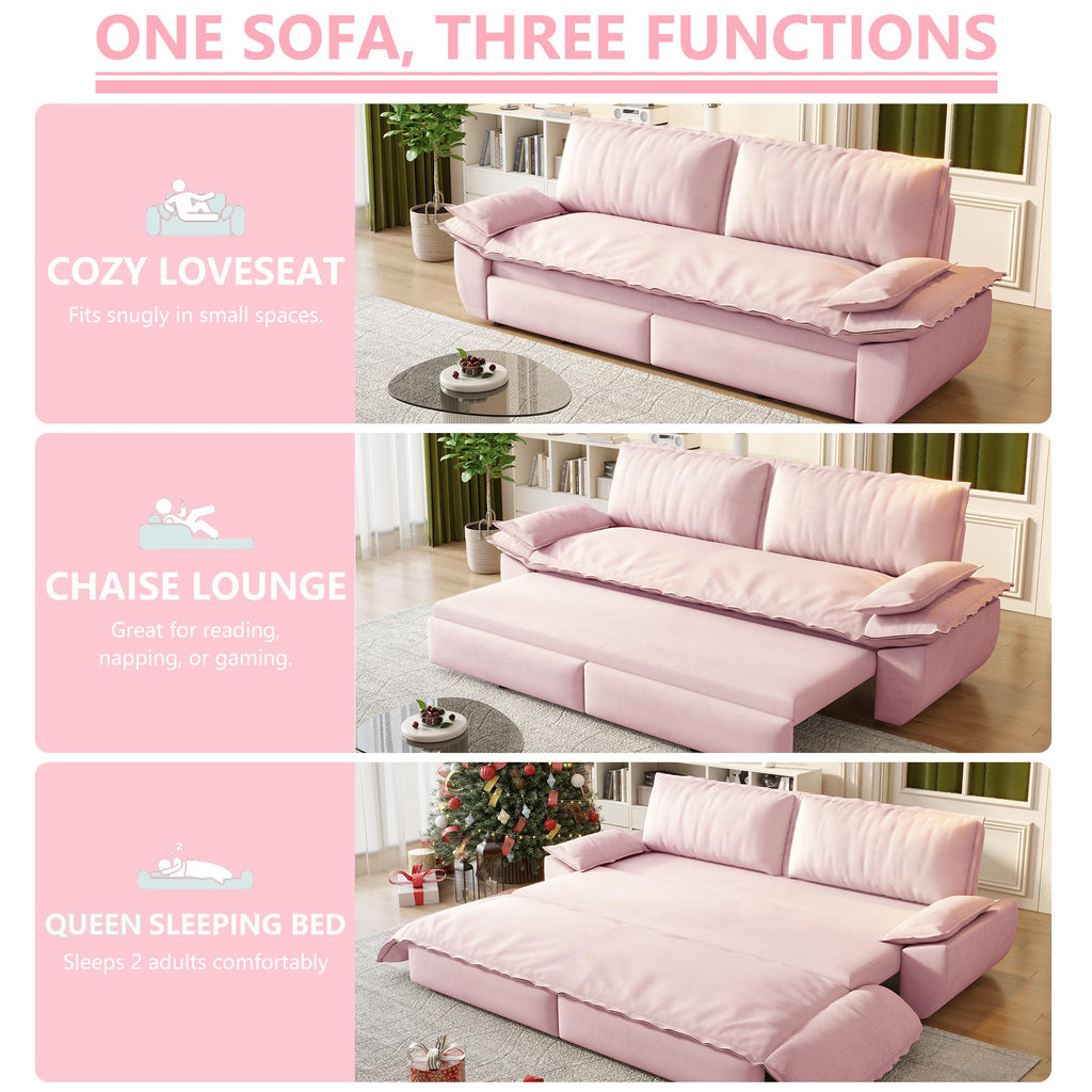 Queen Size Velvet Sleeper Sofa Bed M162