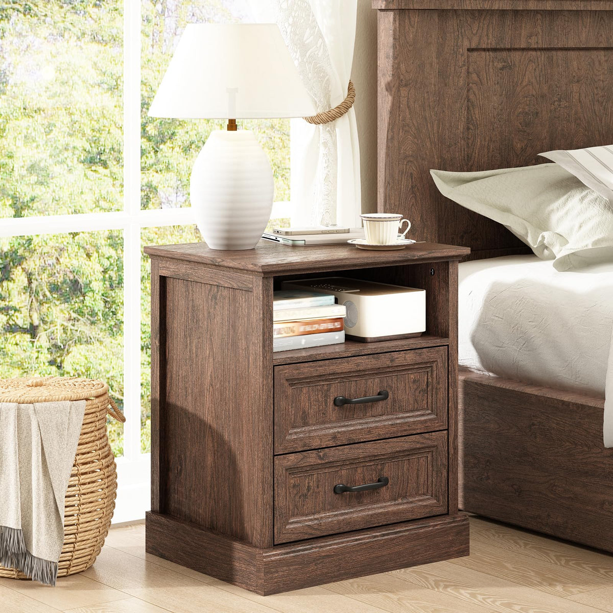 Brown 2 Drawer Nightstand Set of 2 Z746122