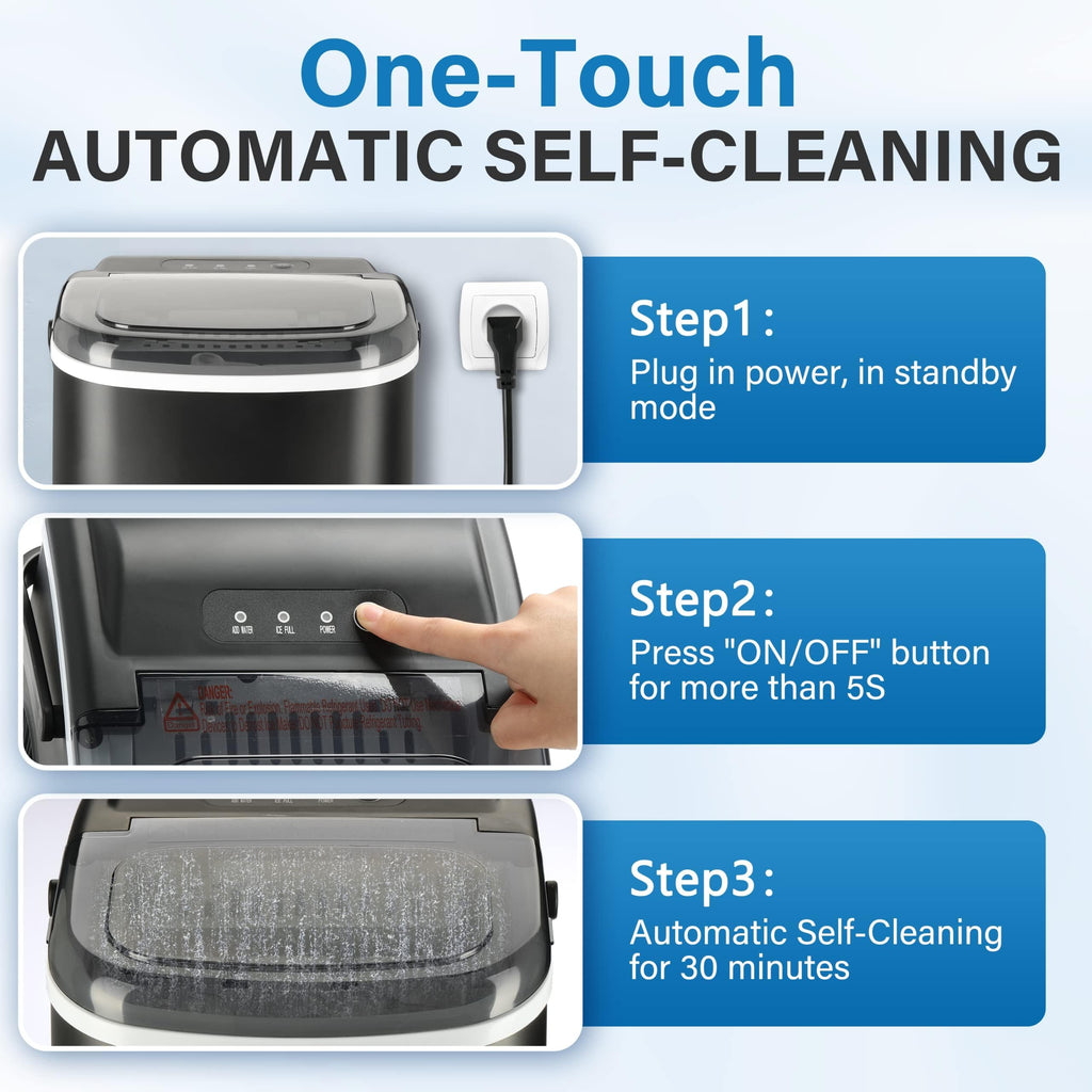 Countertop Ice Maker with Self-Cleaning, Ice Spoon and Basket, Black F841710