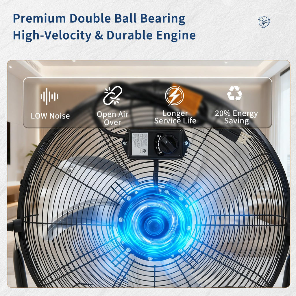 20-Inch 3-Speed Metal Floor Fan E4890