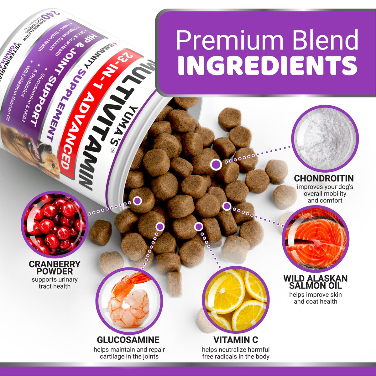 Dog Multivitamin with Glucosamine, 240 Treats N4785