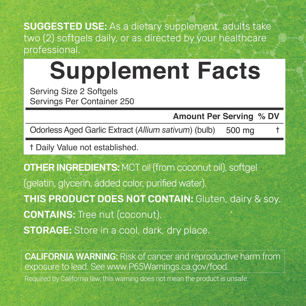 Aged Garlic Extract 500 Softgels U279