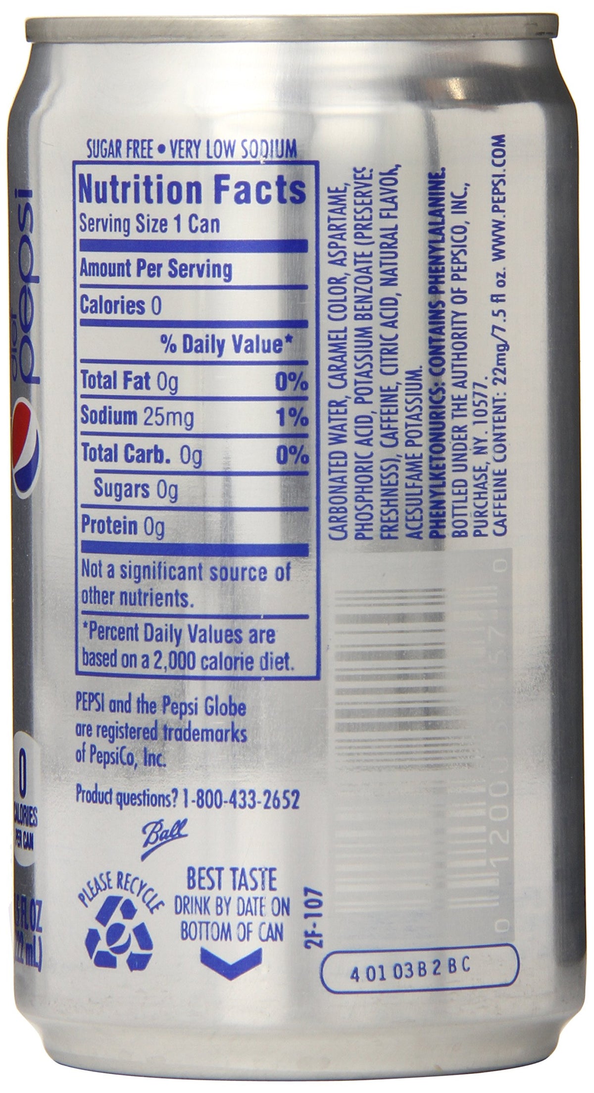 Diet Pepsi 7.5 Fl Oz Mini Cans 24 Pack J946