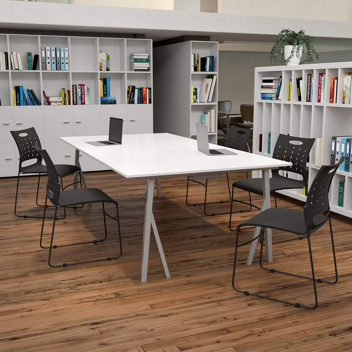 Black Stacking Chairs Set of 5 J41568